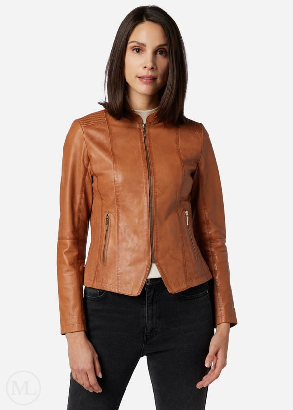 Alenya – Women’s Cognac Brown Nappa Leather Sport Style Jacket