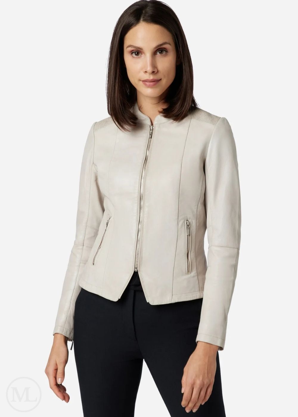 Alenya – Women’s White Nappa Leather Sport Style Jacket
