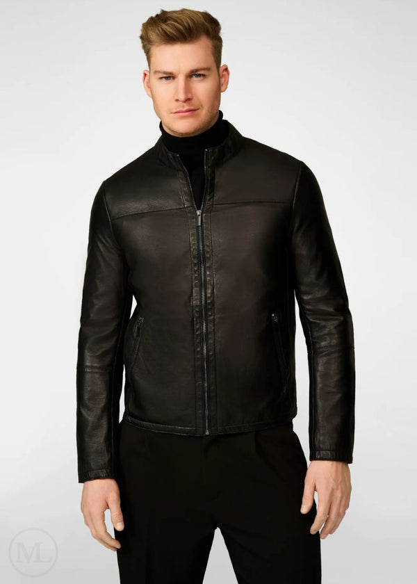 Draven – Men’s Black Nappa Leather Café Racer Biker Jacket