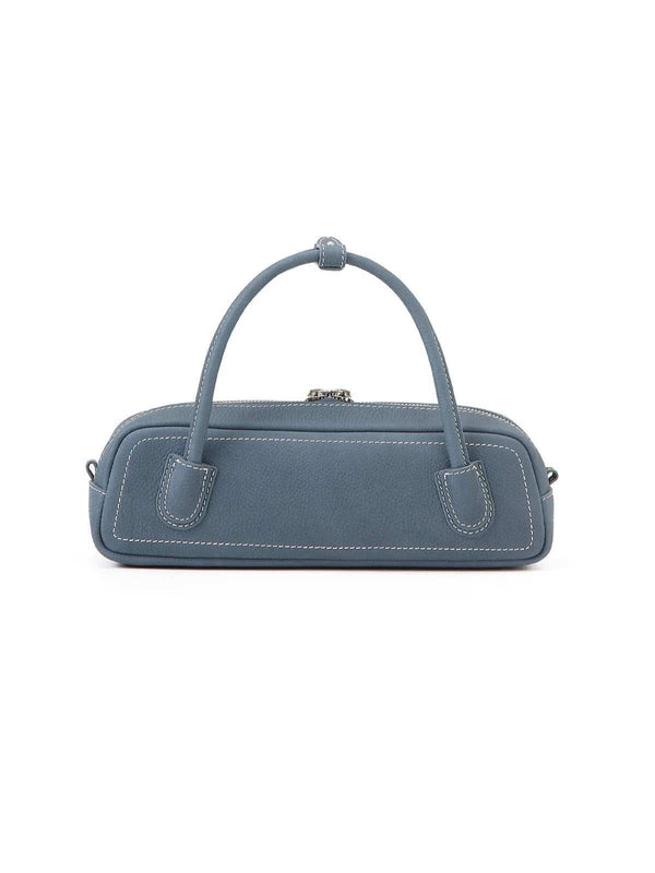 The Fern – Women's Blue Pebbled Nubuck Leather Baguette Bag | Structured Top Handle Crossbody (Copy)