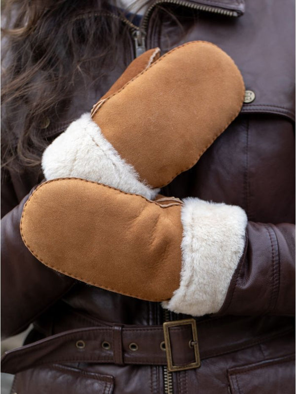 Elsie Tan Sheepskin Mittens