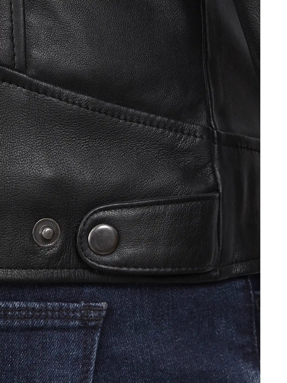 Knox black leather cafe racer jacket, back view — OX & ARMOR