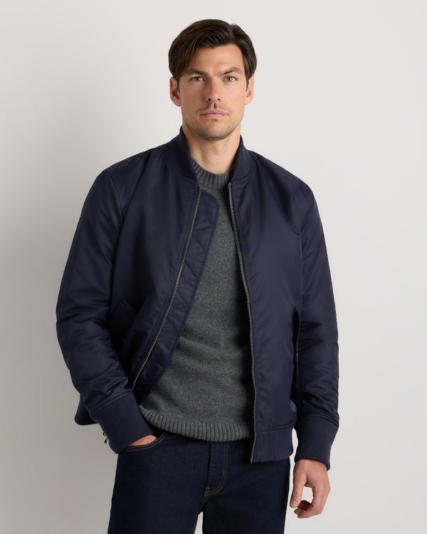 Reeve Navy Nylon Flight Bomber Jacket