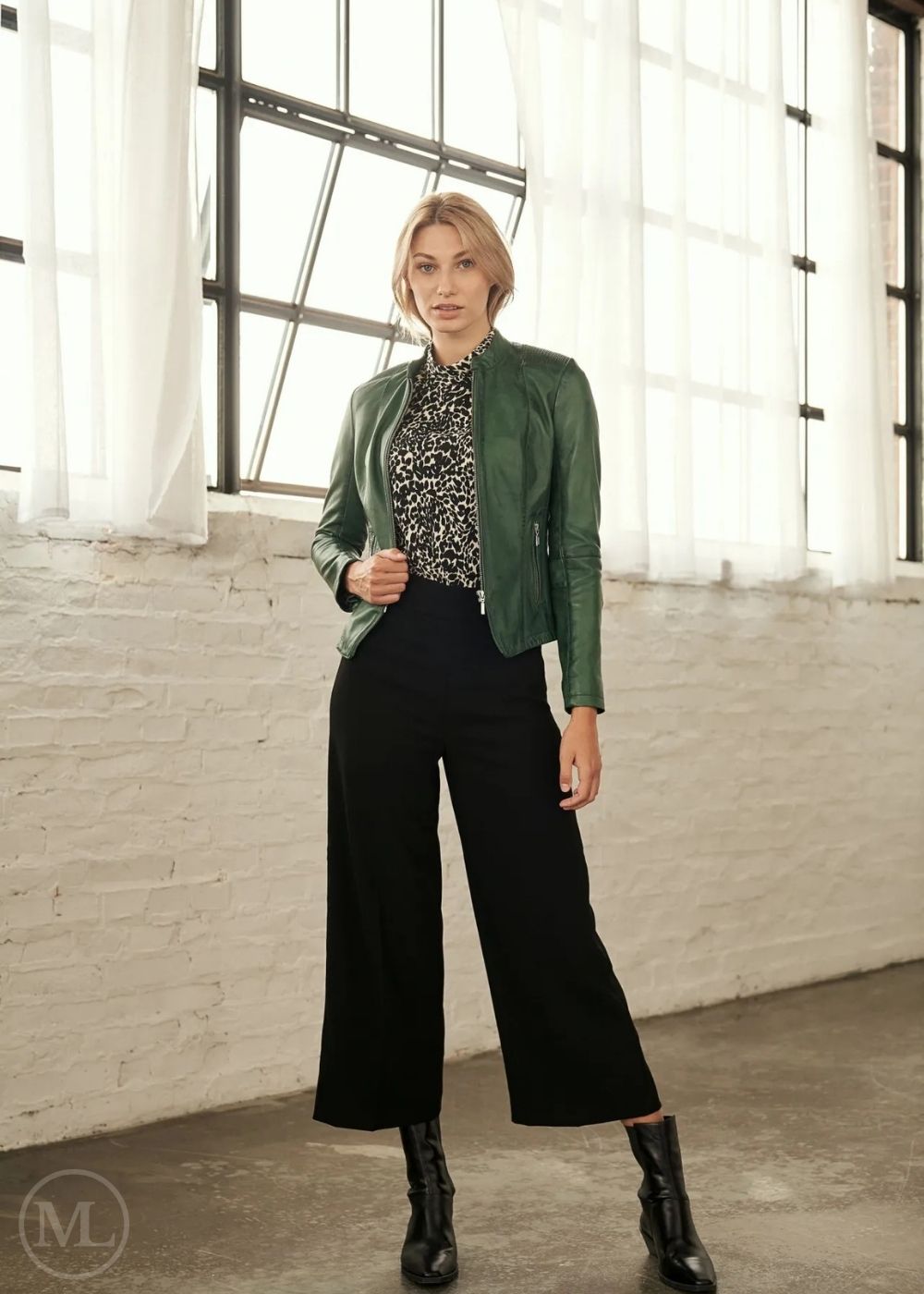 Alenya – Women’s Green Nappa Leather Sport Style Jacket