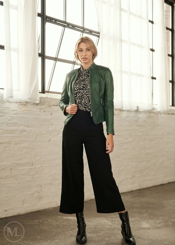 Alenya – Women’s Green Nappa Leather Sport Style Jacket