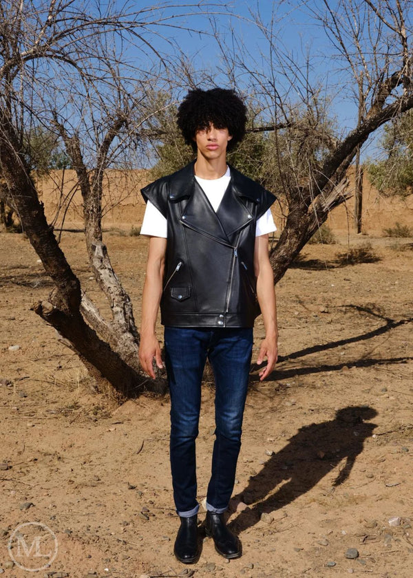 Ryder - Men’s Oversized Sleeveless Biker Leather Vest
