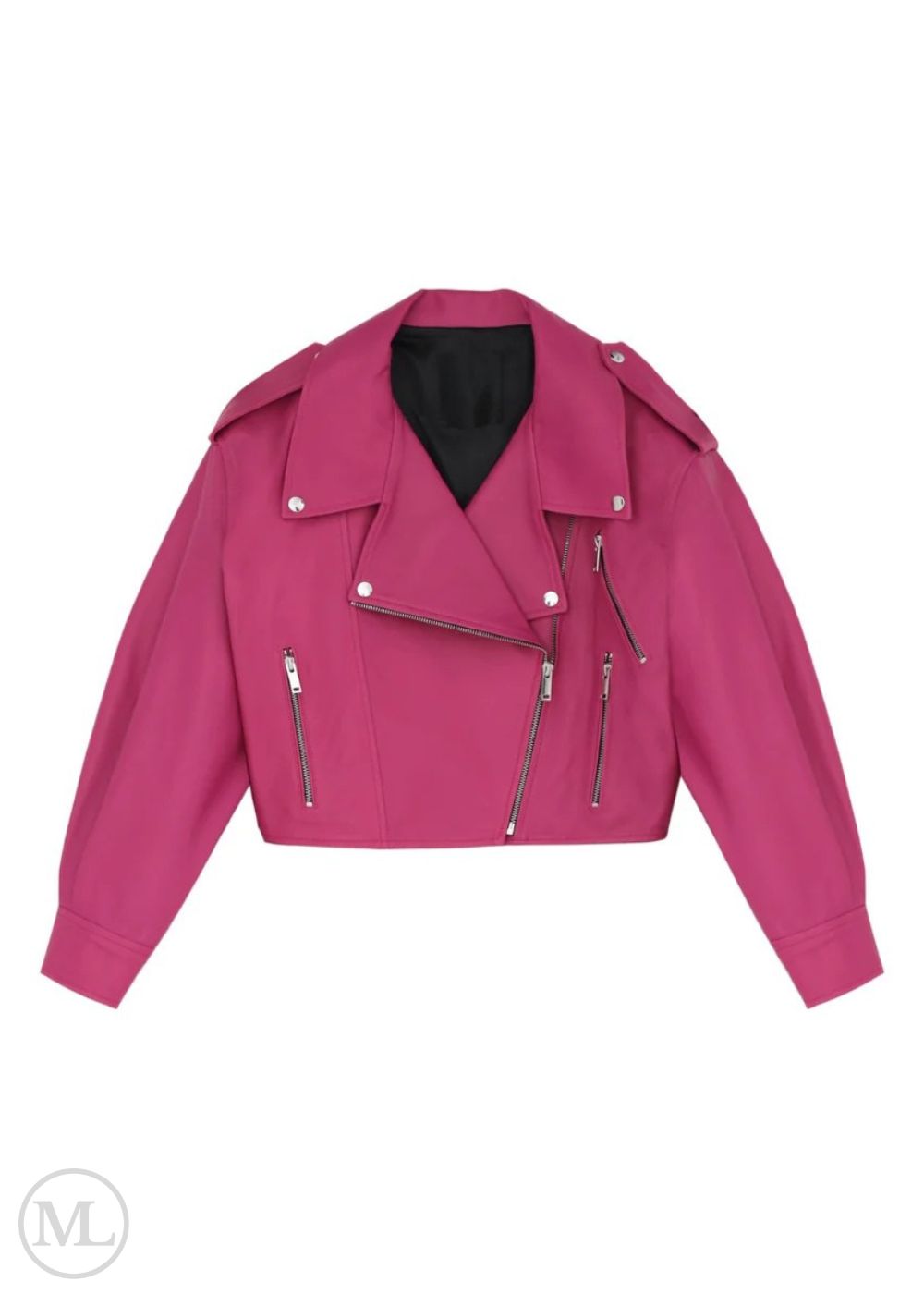 Vera – Women's Fuchsia Cropped Lambskin Leather Biker Jacket
