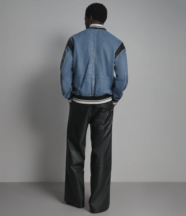 Ashford Blue Leather Varsity Jacket