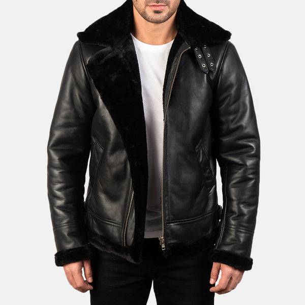 Bennett Black Leather Aviator Jacket