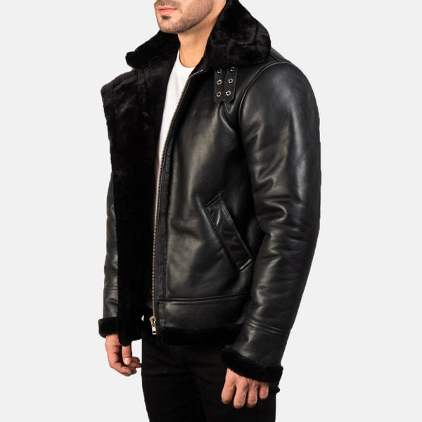 Bennett Black Leather Aviator Jacket