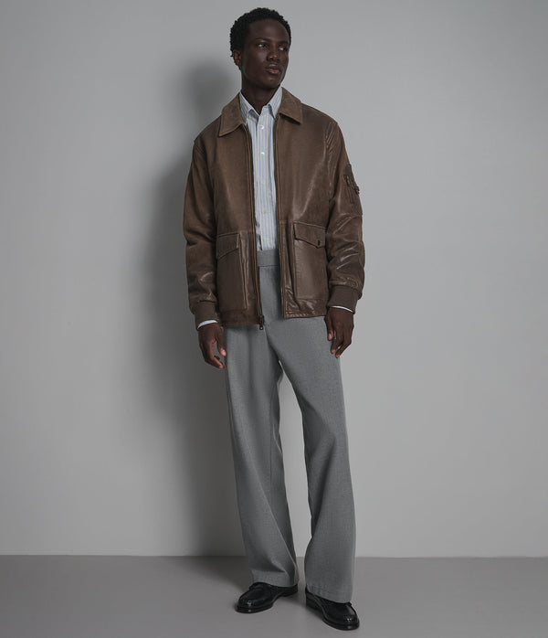 Brooks Brown Vintage Leather Bomber Jacket