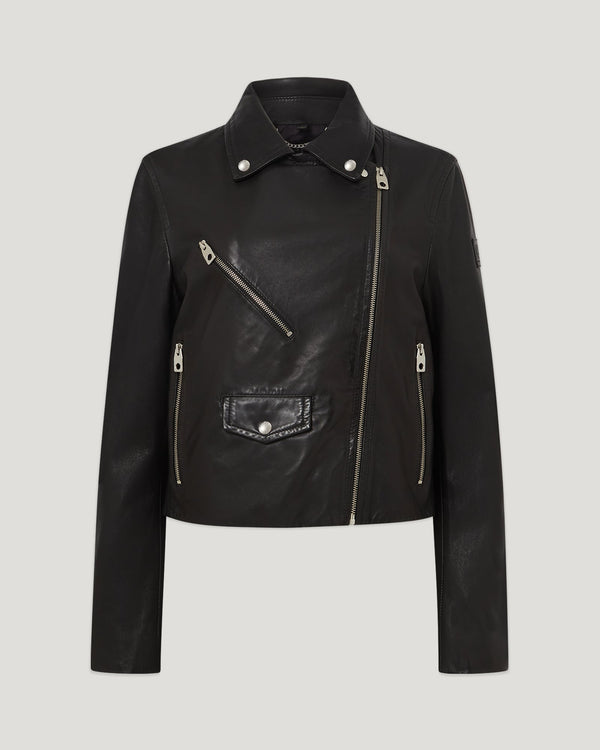 Camille Black Leather Biker Jacket