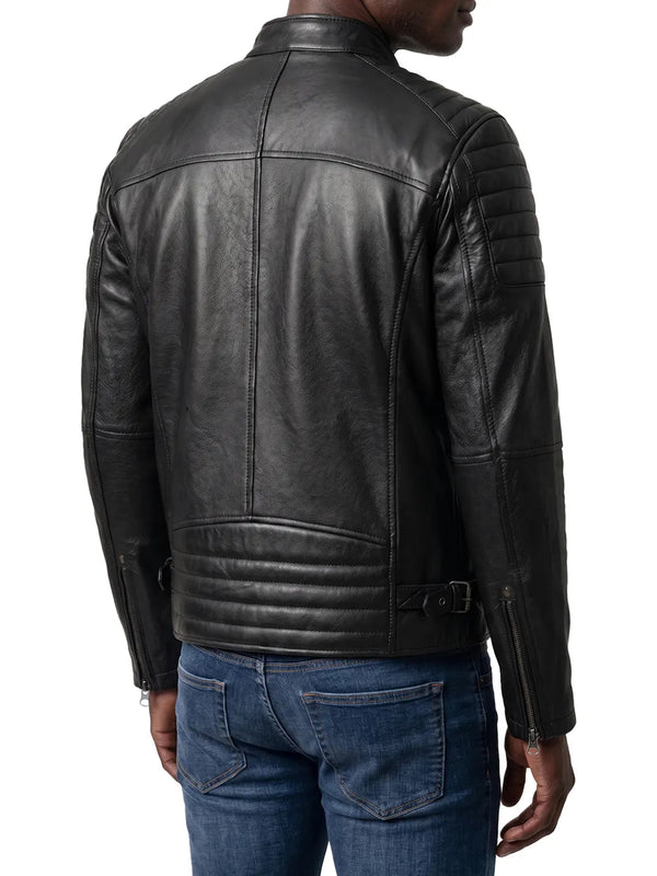Dax Black Quilted Leather Biker Jacket