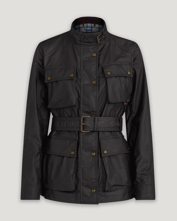 Delphine Black Waxed Cotton Biker Jacket