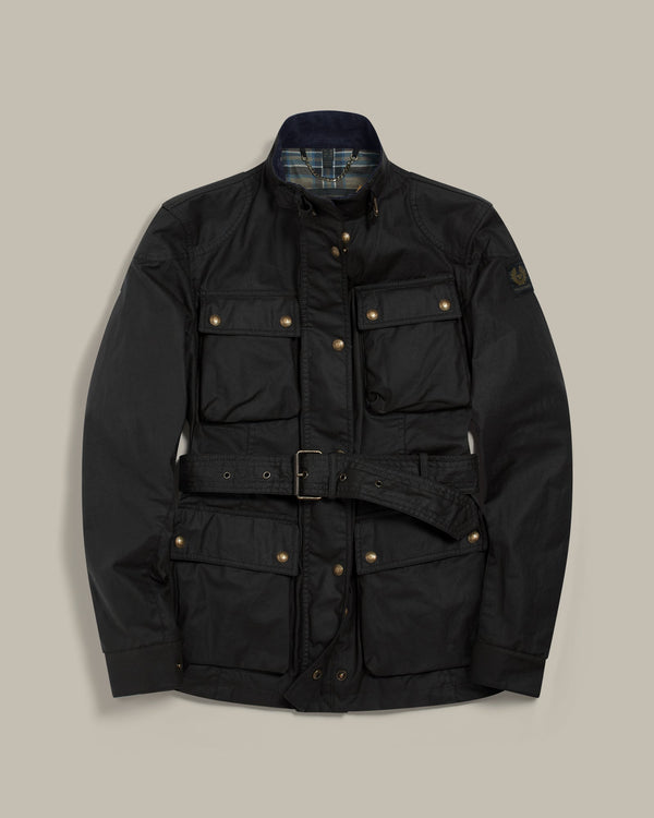 Delphine Navy Waxed Cotton Biker Jacket