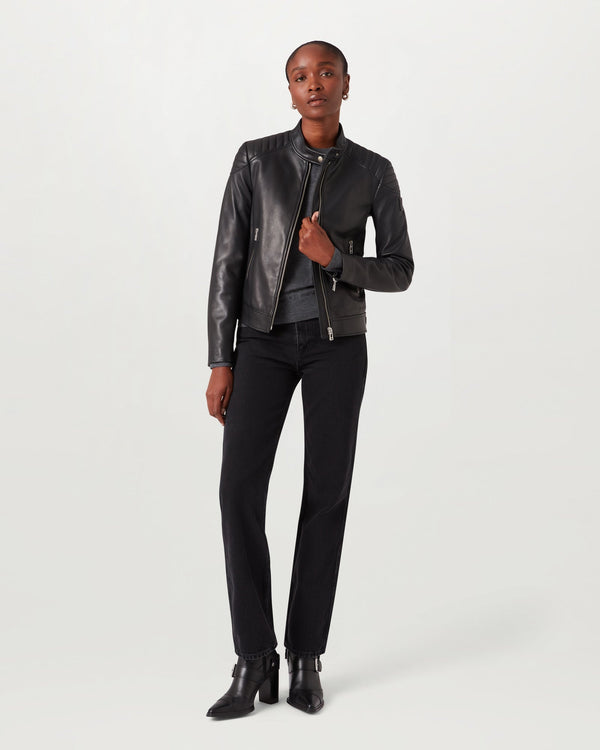 Elodie Black Leather Biker Jacket