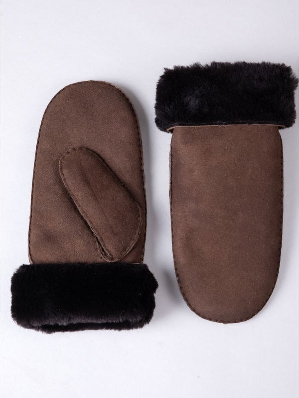 Elsie Dark Brown Sheepskin Mittens