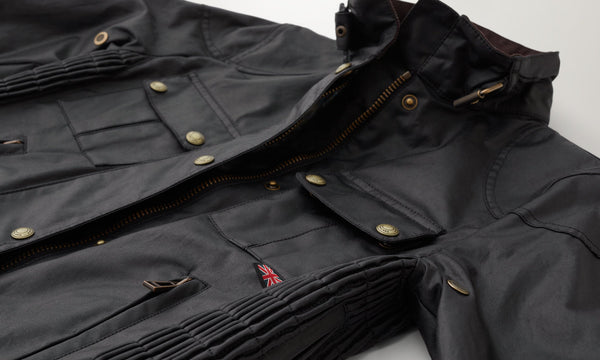 Nadia Black Waxed Cotton Biker Jacket