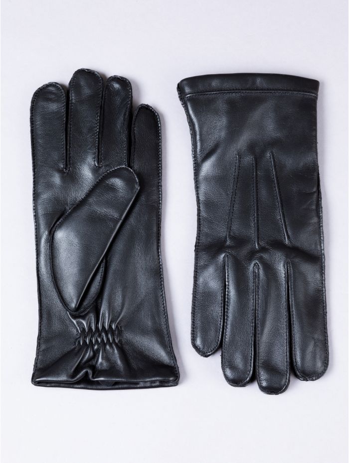 Parker black leather gloves, front view — OX & ARMOUR