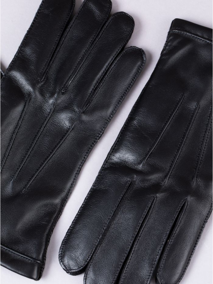 Parker black leather gloves, detail view — OX & ARMOUR
