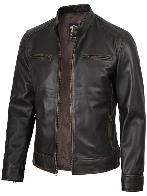 Rhett Dark Brown Leather Biker Jacket