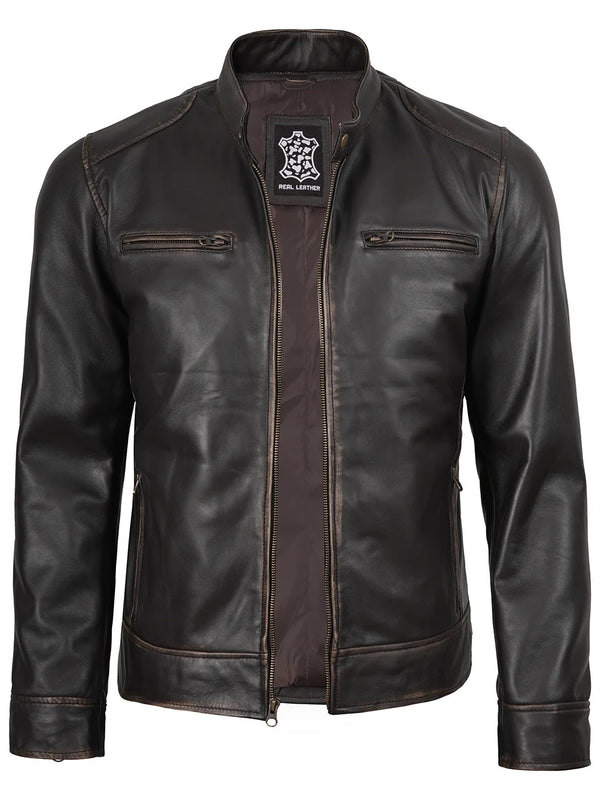 Rhett Dark Brown Leather Biker Jacket