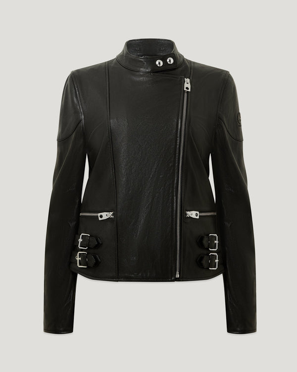 Simone Black Leather Biker Jacket
